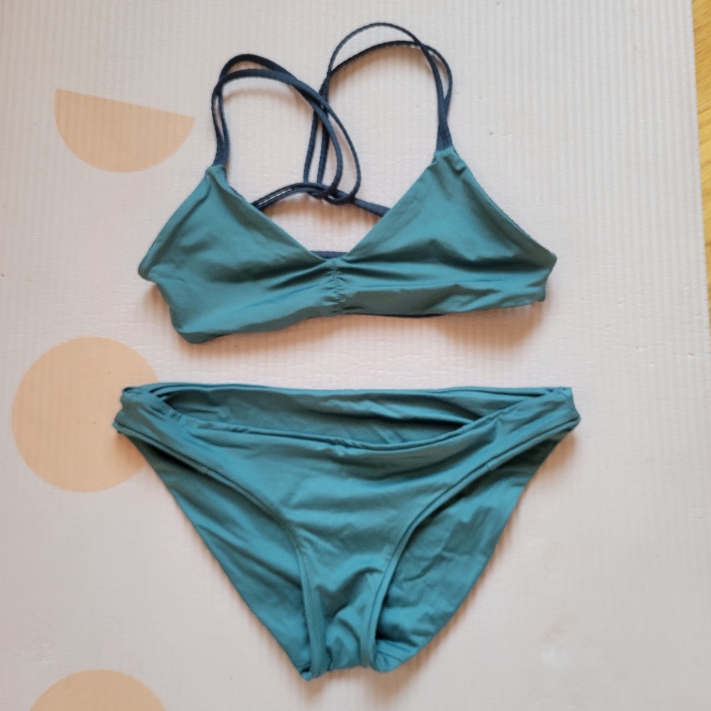 Patagonia Blue Bikini Set Sporty Swimwear